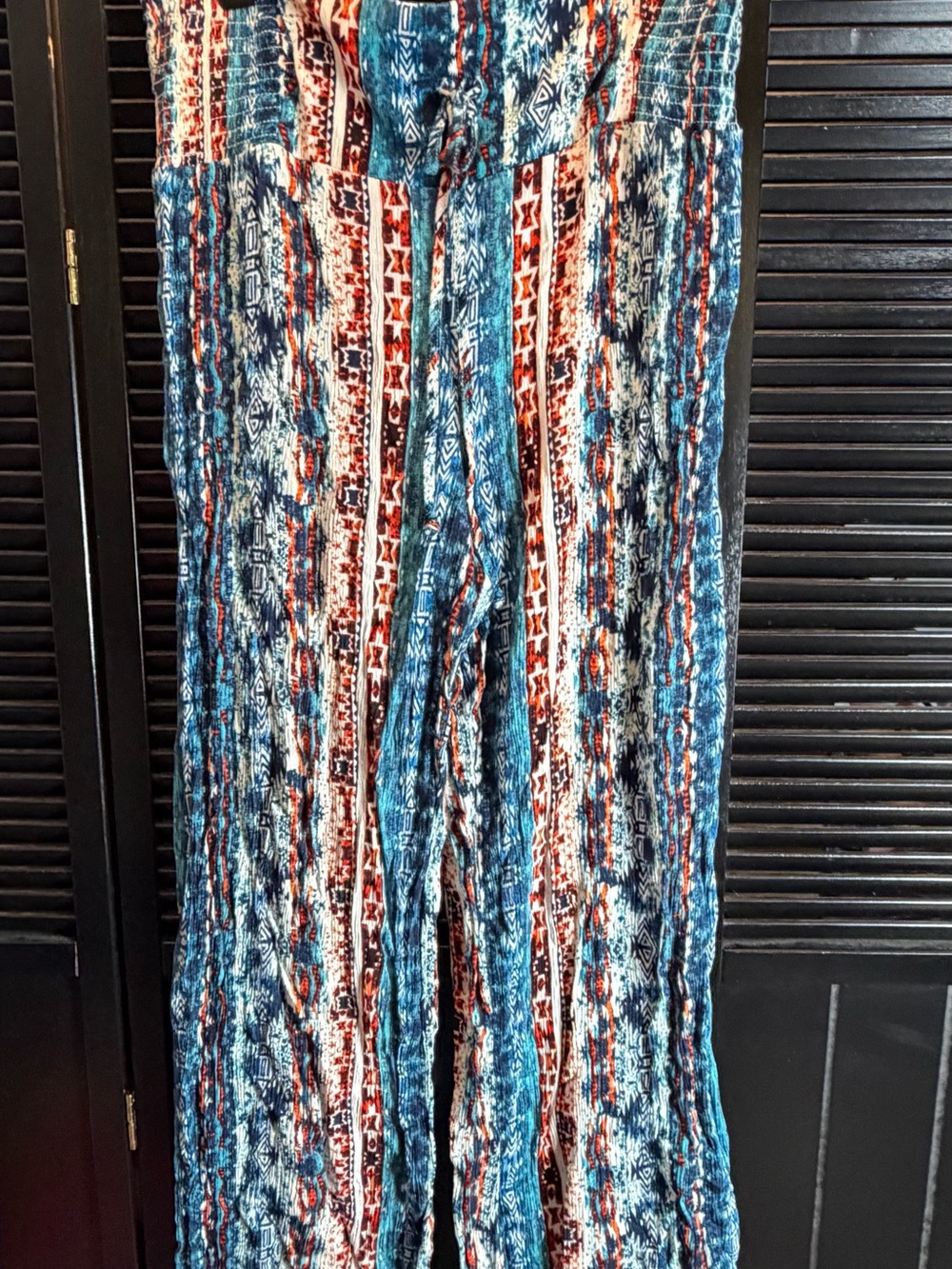 Men's Patterned Blue and Rust Casual Pants